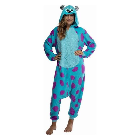Sully Monsters INC Hooded Costume Pajama One Piece Adult Small - Picture 1 of 7